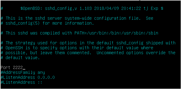 Changing SSH default port default-prot