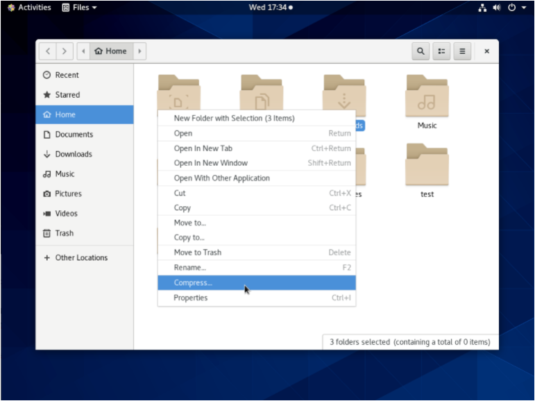 Compress Folders on GNOME compress
