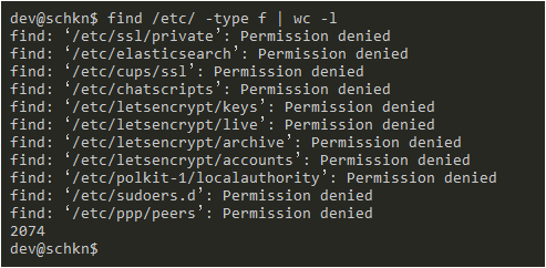 Count Files Recursively using find permission-denied