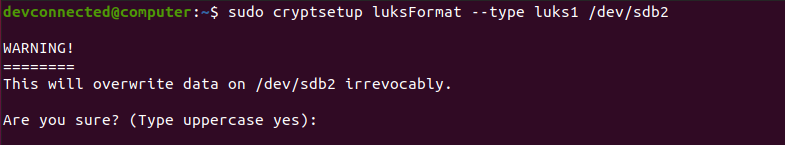 Creating LUKS & LVM partitions on disk cryptsetup-luksformat