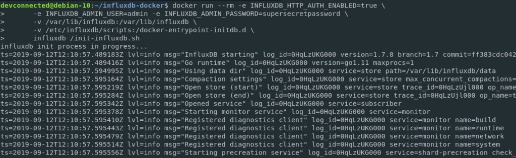 Creating updating the InfluxDB meta database influxdb-init