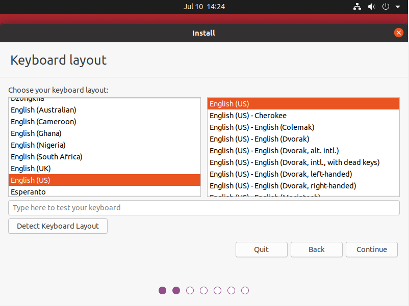 Follow Ubuntu installation steps-select-language