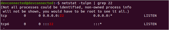Installing OpenSSH Server on Ubuntu 20.04 netstat