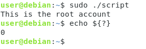Practice case checking if the user is root sudo-script