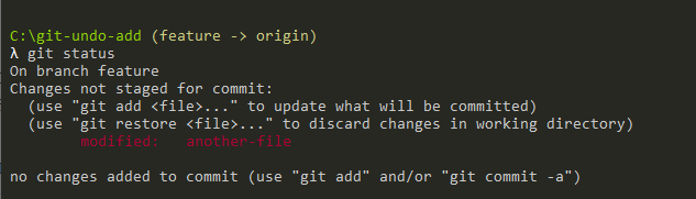 Undo Git Add using restore git-undo-working-directory