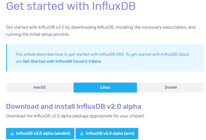 a – Download InfluxDB 2.0 archive from the website influxdb2