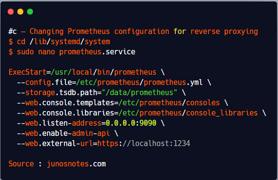 c – Changing Prometheus configuration for reverse proxying