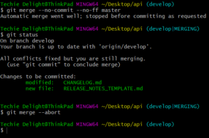 git merge command for comparing two git branches