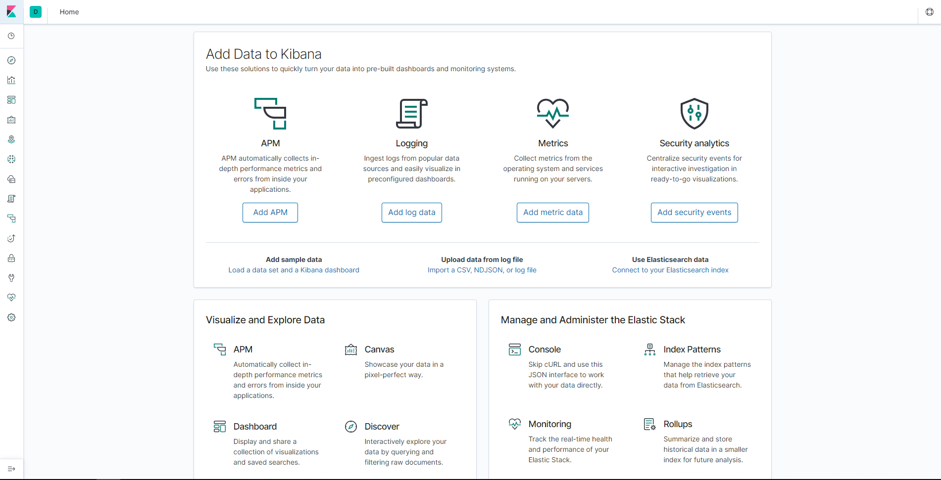 kibana-welcome-page